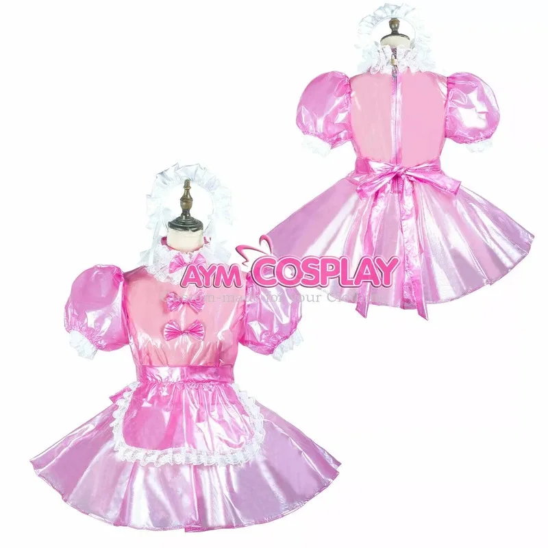 

Pre-made US Size 22 - transparent hptpink clear PVC sissy dress