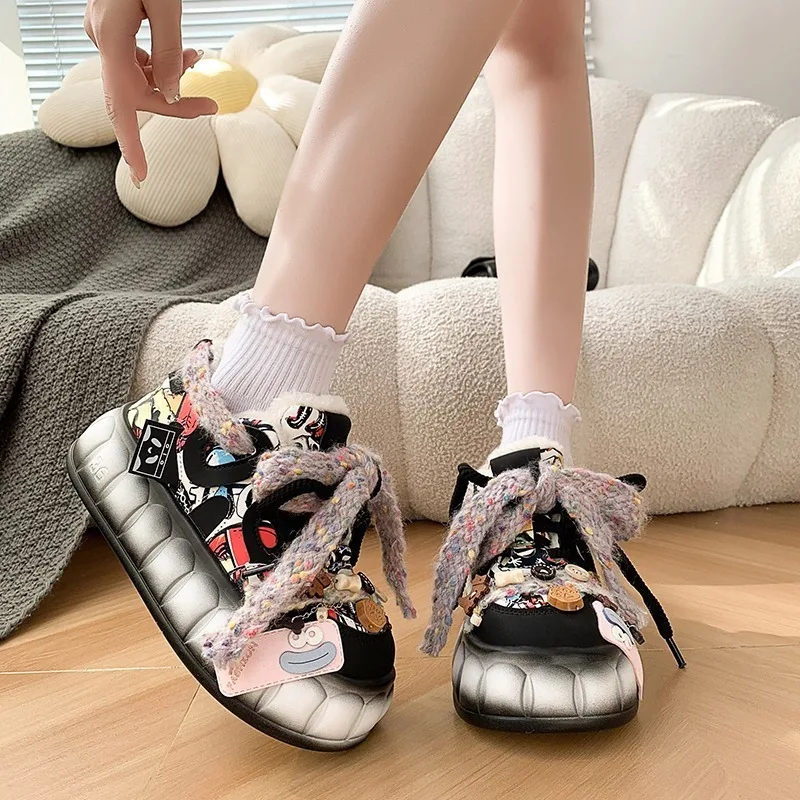 Kawaii damskie buty sportowe Comfoetable moda zimowa na co dzień designerskie damskie sportowe trampki oddychające buty deskorolkowe