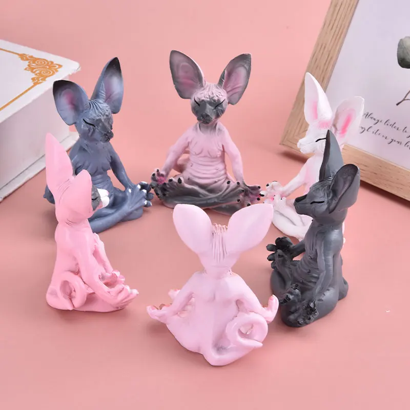 Cat Meditate Collectible Figurines Miniature Handmade Decor Animals Figure Toys