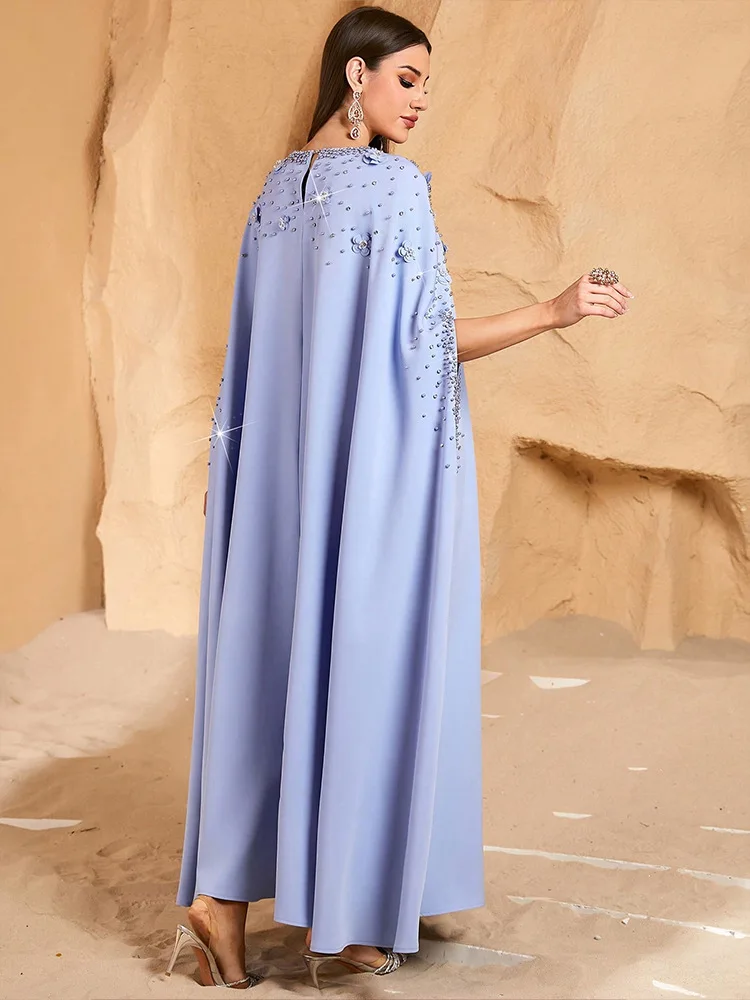 Moyen-Orient musulman nouvelle mode 2025 femmes ample décontracté à la mode luxe perles élégant col rond robes de cérémonie vêtements féminins