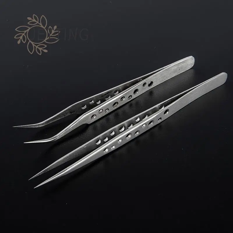 Electronics Industrial Tweezers Anti-static Curved Straight Tip Precision Stainless Jewelry Tweezers For DIY Diamond Gem Tools