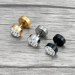 1Piece Clay Rhinestone Disc Stud Earrings Men Women Trendy Hip Hop Earrings For Boy Girls Personality Fashion Ear Studs Jewelry