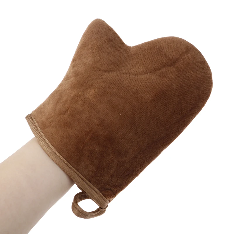 Brown Finger Glove Reusable Body Self Tan Glove Applicator Tanning Gloves Cream Lotion Mousse Body Cleaning Glove Self Tanner