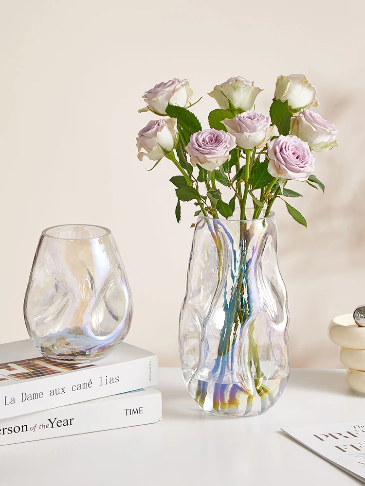 Netizen Light Luxury Nordic INS Simple Glass Vase Transparent Creative Flower Arrangement, Water Culture, Flowers, Rose Living