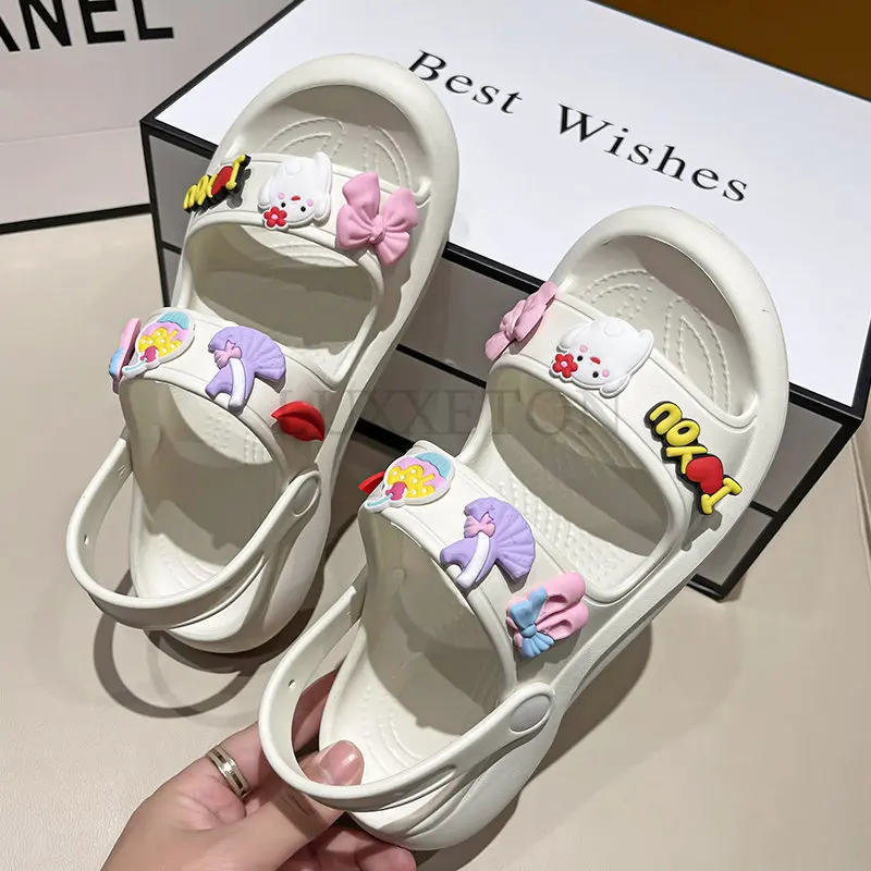 Summer Women Flat With Sandals Slippers EVA Shoes Slides Clogs Garden Shoes Beach Flip Flops Light Soft Slippers For Female