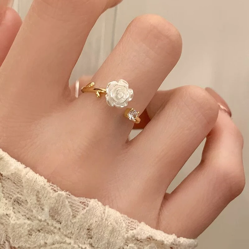 Thorn Flower Open Ring, Female Sweet Girl, Heart, Sisters, Roses, Adjustable Girlfriend Rings