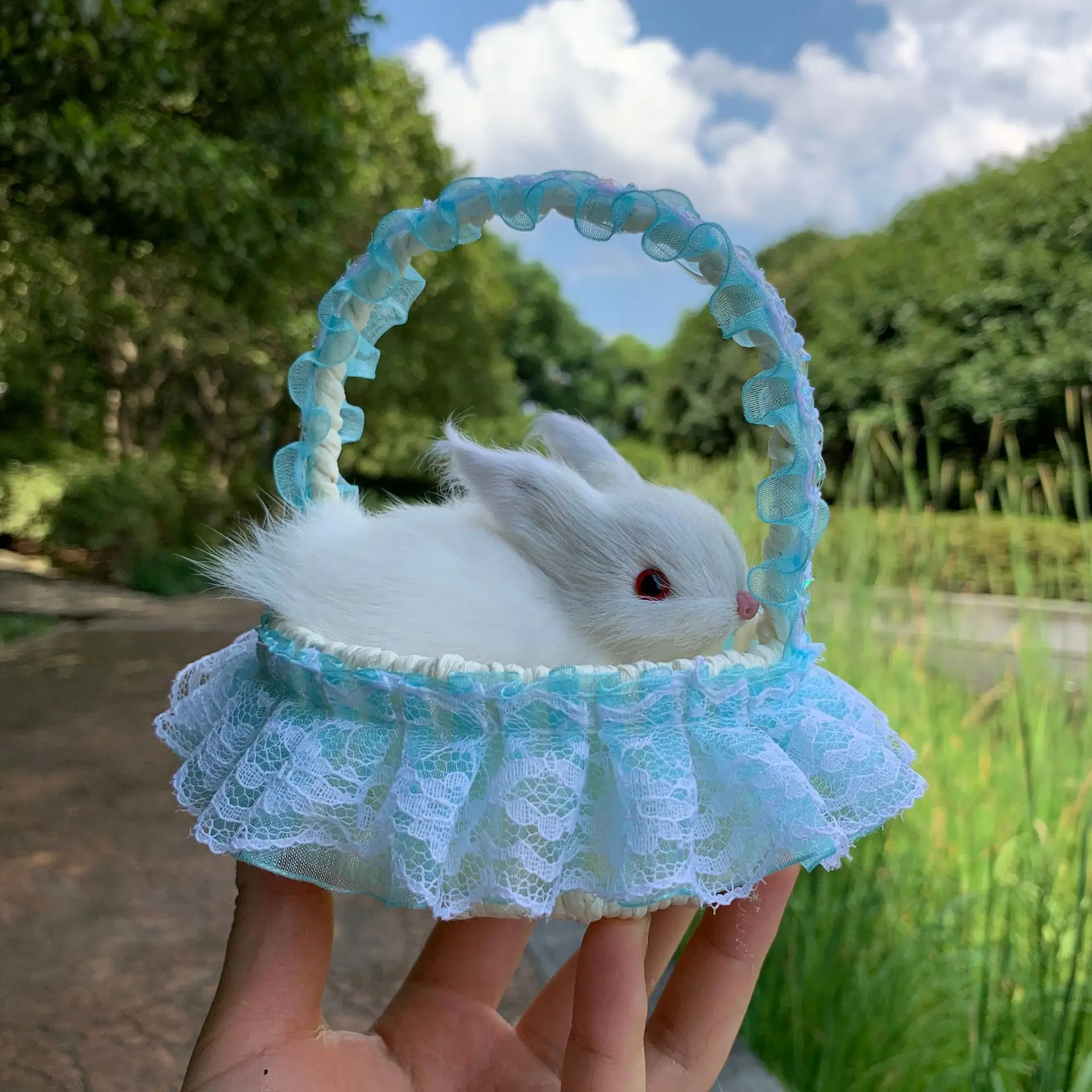 Mini Simulation Small Animal Model Toys Desktop Ornaments Cute Handheld Hamper Rabbit Kids Cognitive Toys Best Birthday Gifts