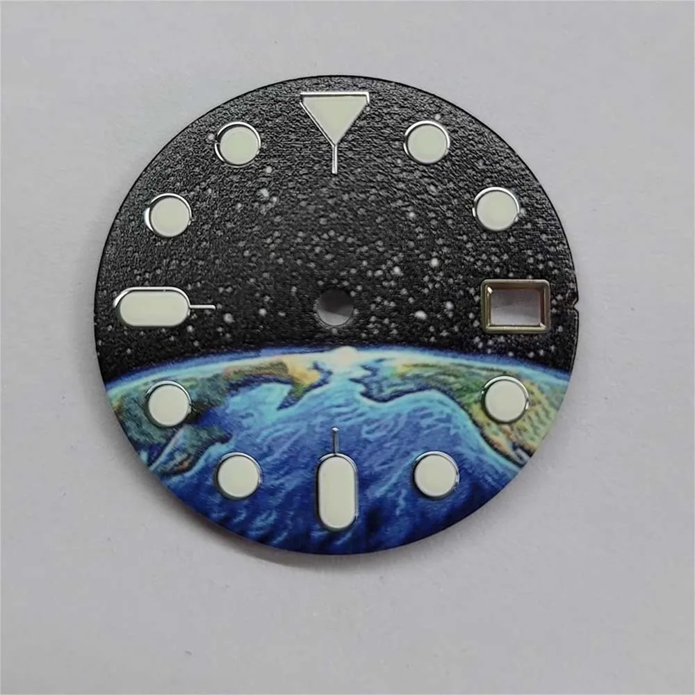 

NH35 Dial 28.5mm, Green Luminous Starry Sky Pattern Watch Dial, for NH35 NH36 NH70 Movement, Single Calendar Watch Face Parts