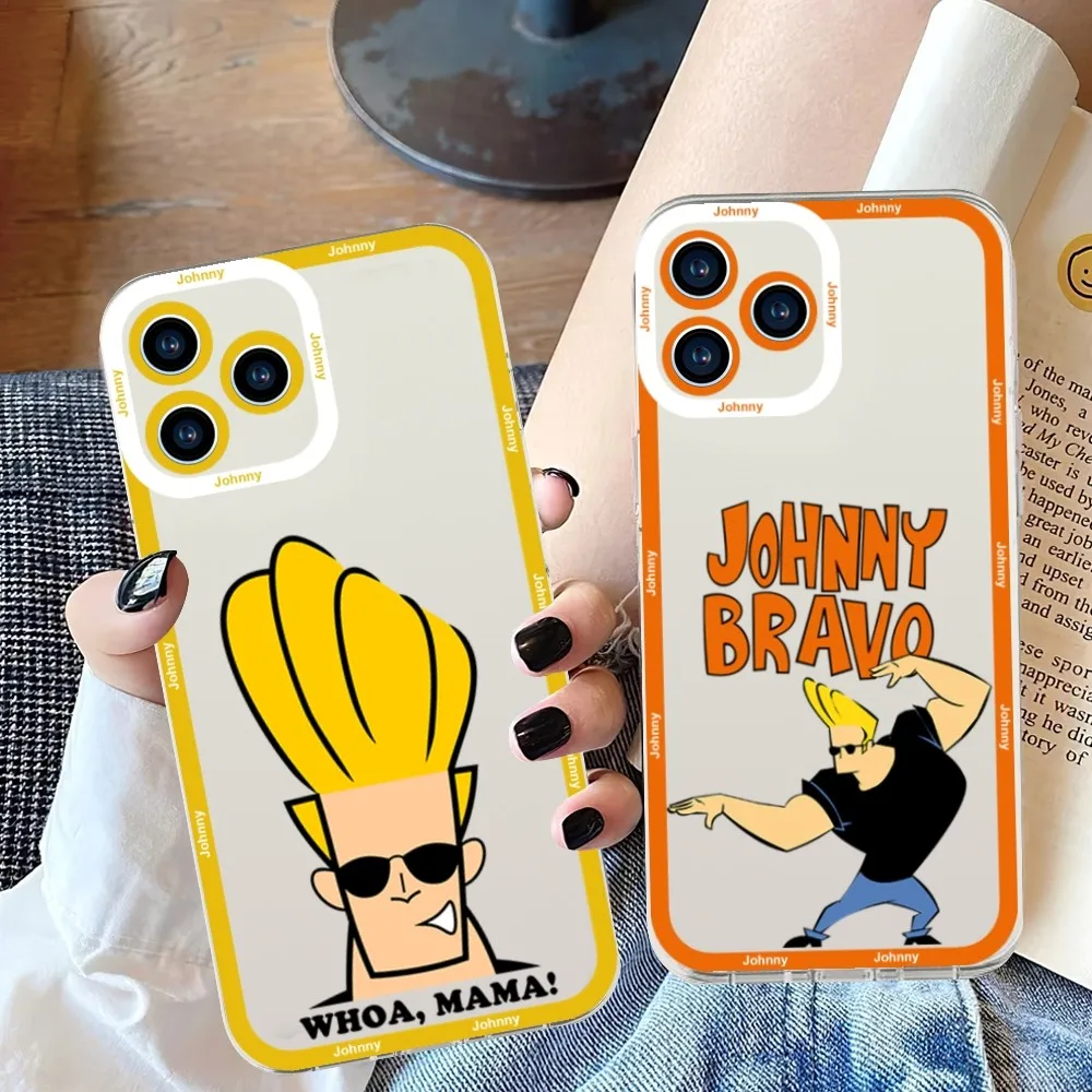 Cartoon Johnny Bravo Phone Case For iPhone 11 12 Mini 13 14 15 Pro Max Transparent Shell