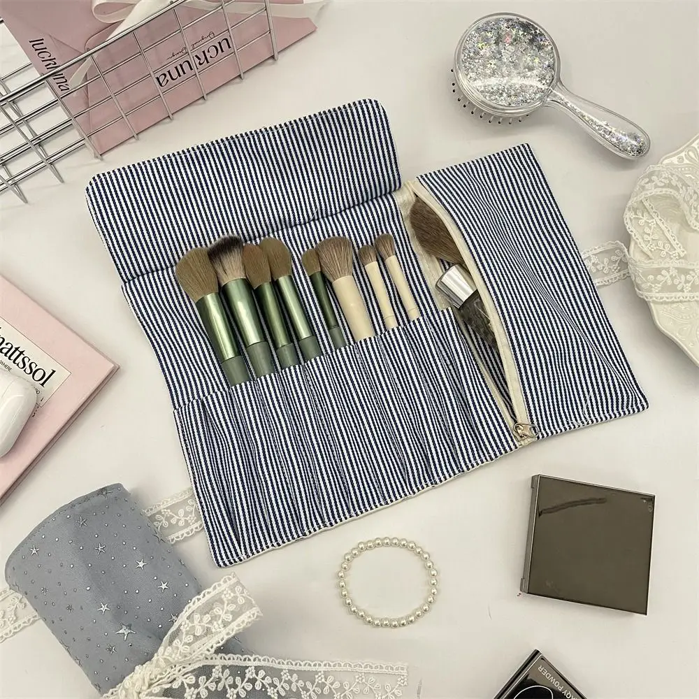 Sequins Star Makeup Brush Bag Lace Pink Makeup Brush Organizer Large Capacity Eyebrow Pencil Box Cosmetic Storage Bag Women