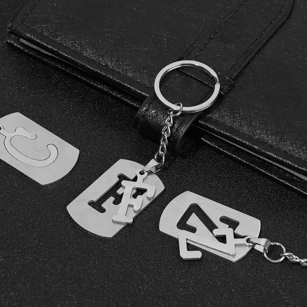 Stainless Steel 26 Letters Keychain Wallet Decoration Double-Deck Metal Initial Letter Pendant With Key Holder For Men Cool Gift