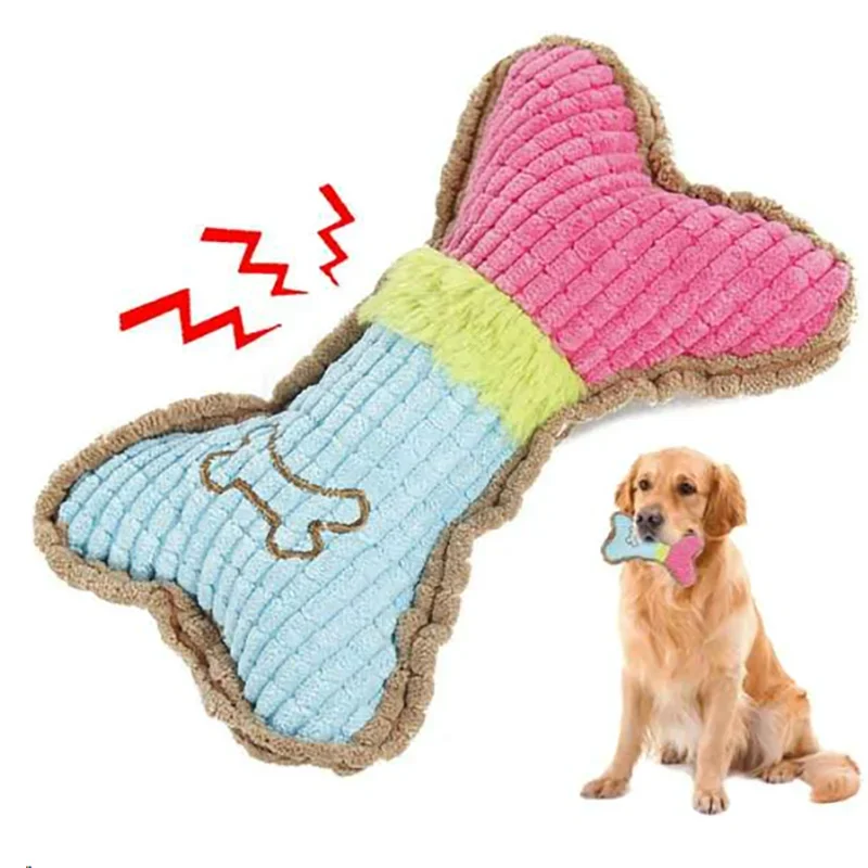 

1pc Dog Squeaky Toys Plush Dogs Chew Toy Puppy Teething Chewing Toys for Pet Teeth Cleaning Durable Puppy Toys for Dogs