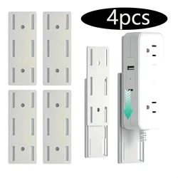 4pcs Self-Adhesive Socket Fixer, Wall Hanging Power Strip Holder Fixator, Plug-in Wall-Mounted Fixer, Household Organizer