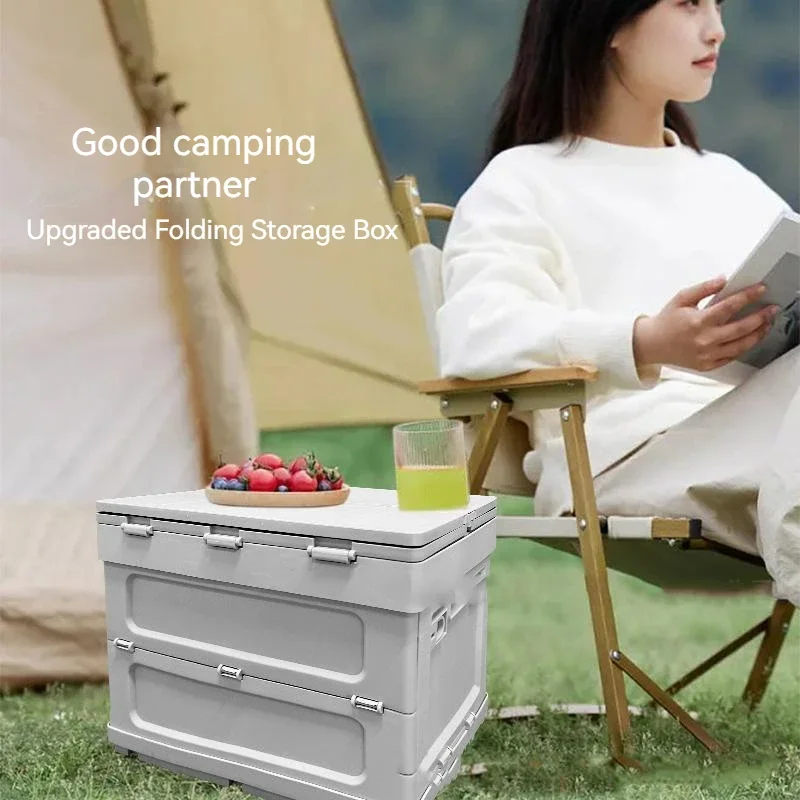 Multifunctional Camping Box Storage Folding Table Outdoor Camping Dustproof Equipment Storage Artifact Portablepatio Table