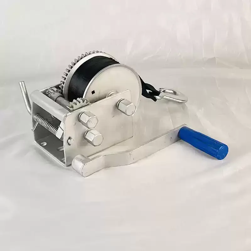 Yacht Trailer Two-speed Hand Crank Winch 900KG 2.6 Tons Webbing Winch Sturdy Trailer Accessory for Marine Boat