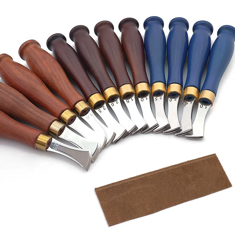 11 Styles Leather Edge Cut Hole Punch With Wooden Handle DIY Handmade Safe Rivets Snaps Eyelets Trimmer Sewing Tailor Tools