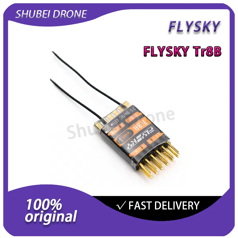 

FLYSKY Fusi Tr8B Micro Receiver 2.4GHz 8CH Dual Antennas for Indoor Aircraft Cars Boats PL18 NB4 series Remote Control