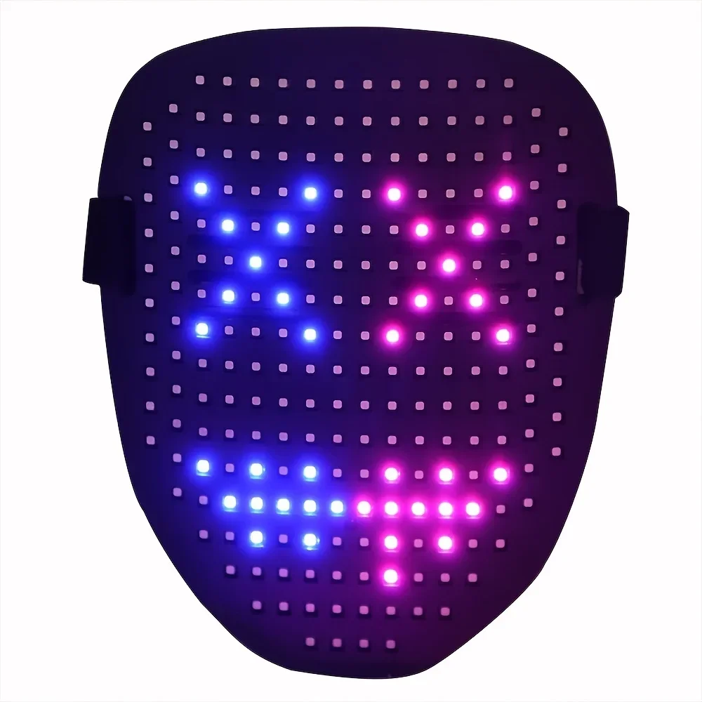 1 Pack Men's Gesture Sensing Face Changing Glow Mask, Halloween LED Face Changing Mask for Carnival DJ Party Dance Bar