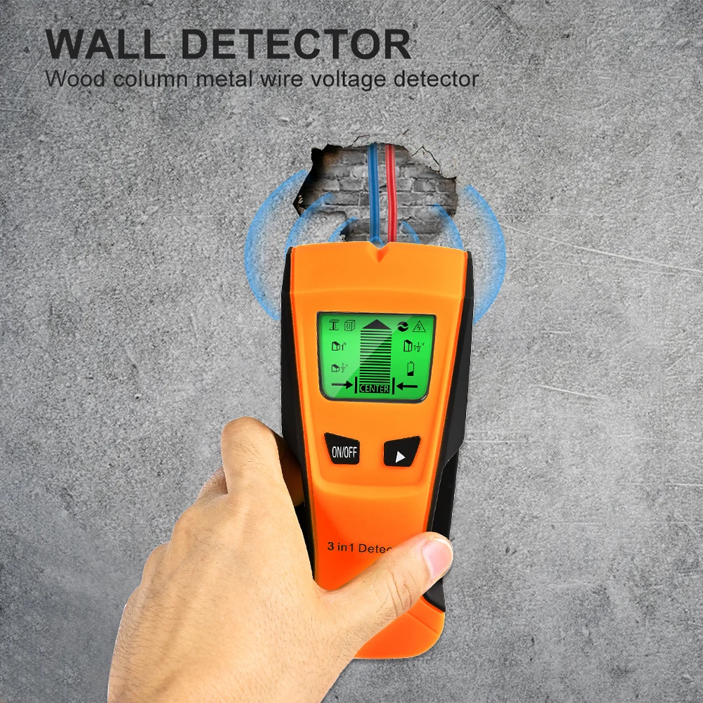 3 In 1 Metal Detector Find Metal Wood Studs AC Warning Voltage Live Wire Gadgets Detect Wall Electric Box Finder Wall Scanner