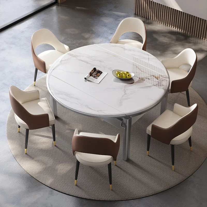 

Restaurant Luxury Expandable Dining Table Solid Wood Multifunctional Modern Round Square Marble Mesa Furniture Home YX50DT
