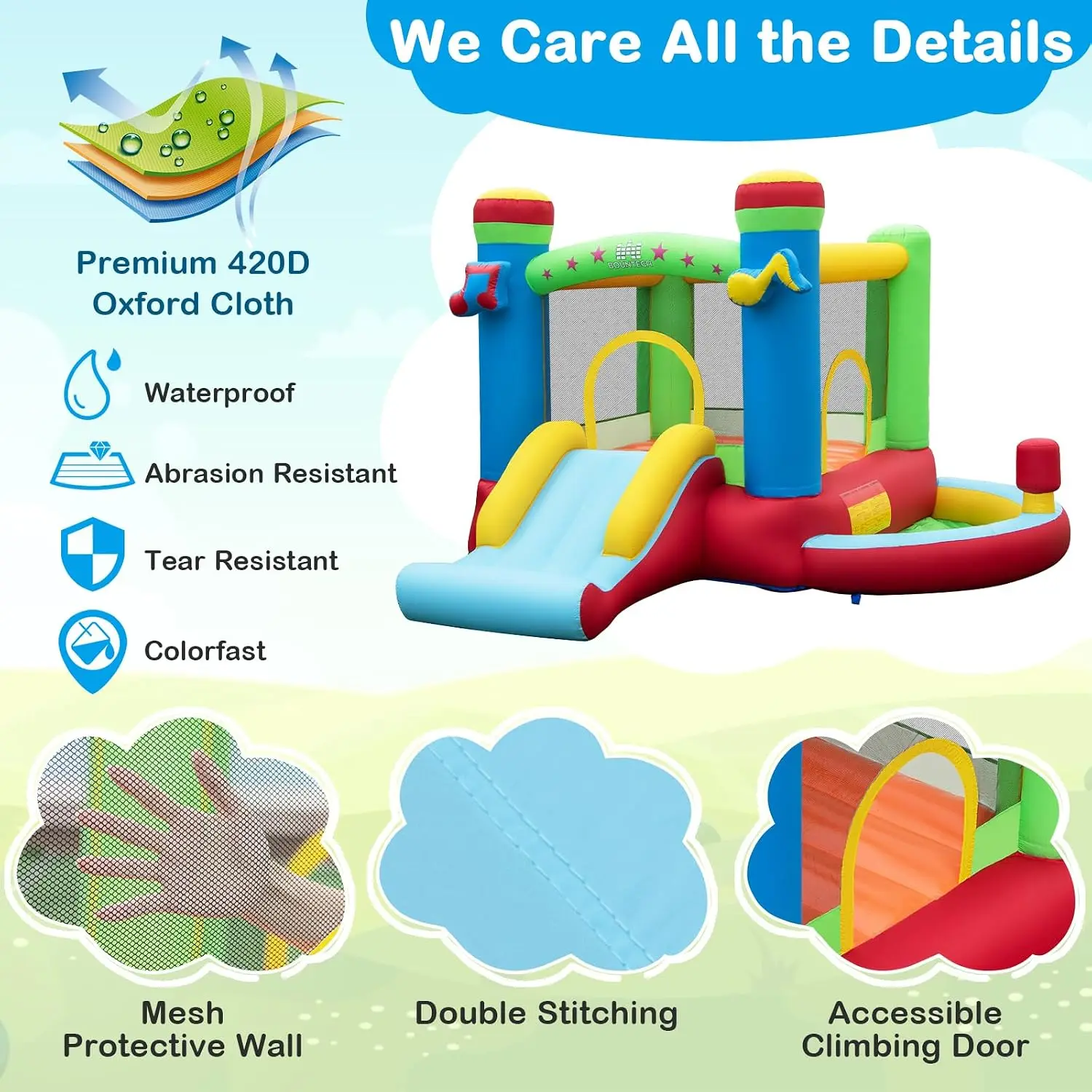 Inflatable Bounce House with Ball Pit, Bouncy House for Kids 3-12 Indoor Outdoor w/Large Jumping Area, Basketball Hoop, Bounce H view 4
