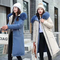 Double sided wearing Parker 2026 Winter New Women's Down cotton Jacket Big fur collar Hooded Coat Female Thicken Parka Overcoat