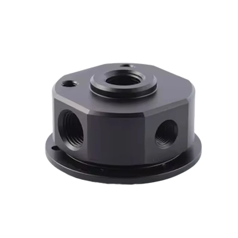 Custom CNC Machined Black Anodized Aluminum Robot Flange Mount Plate Automation Equipment Bracket Fixture Mechanical Parts