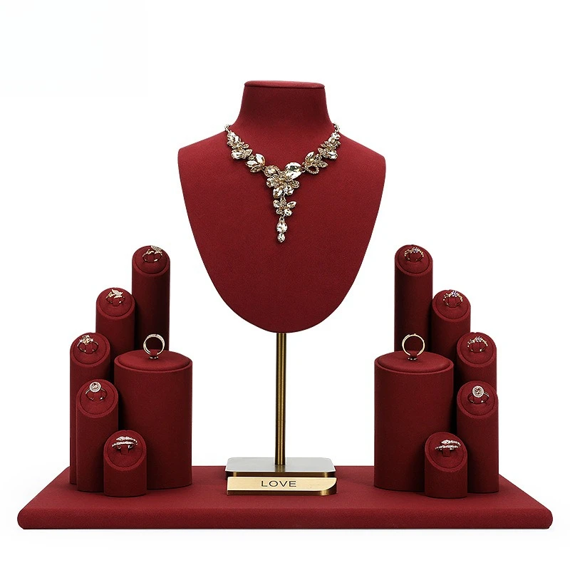 

Red Microfiber Jewelry Display Props Necklace Ring Bracelet Jewelry Display Stand Window Jewelry Rack