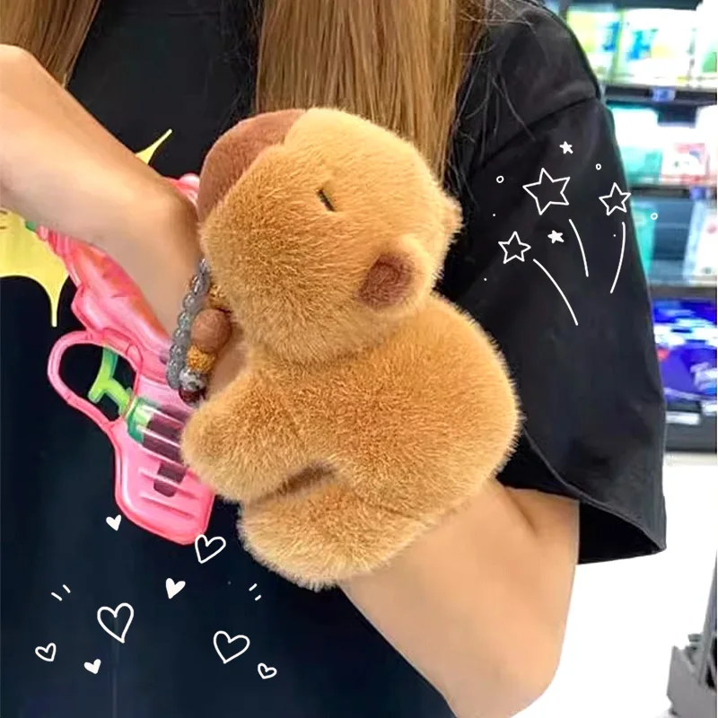 Capybara Hair Keychain Bag Capybara Pendant Combing Freak Toy Fluffy Water Porpoise Key Chain Bagpack Interior Accessories인테리어