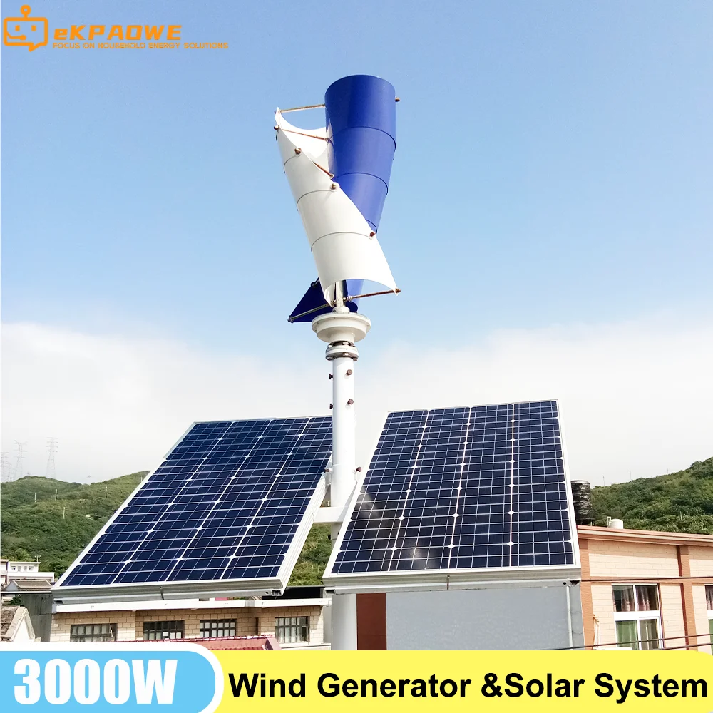 

3000w Vertical Axis Wind Turbine 12V Alternative Energy Generator 220v AC Output Household Complete Kit with Controller Inverter