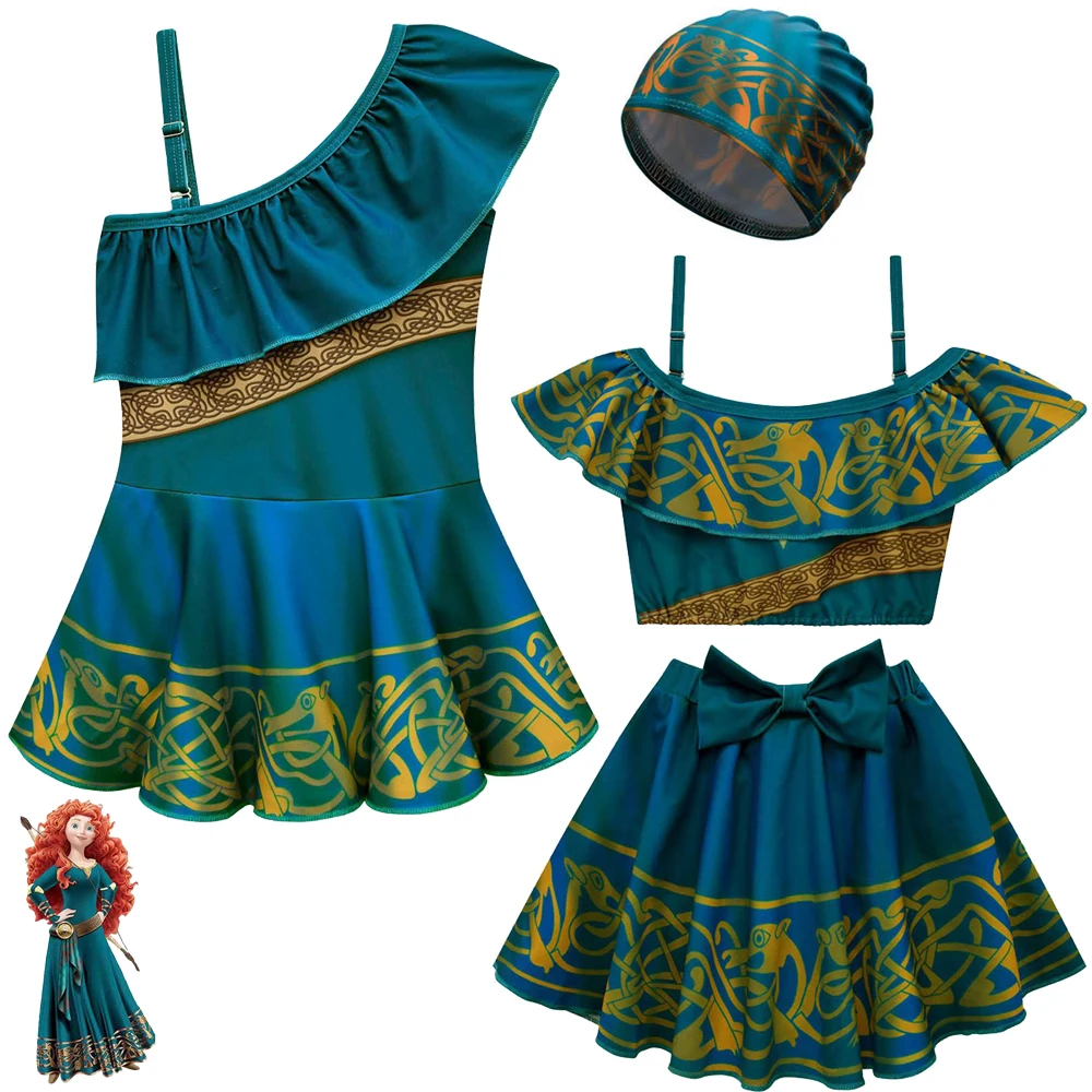 Meridaed ملابس السباحة الاطفال ملابس السباحة للفتيات 2 3 4 5 6 إلى 10 سنة Meridaing ملابس طفلة ملابس السباحة مع قبعة ملابس السباحة