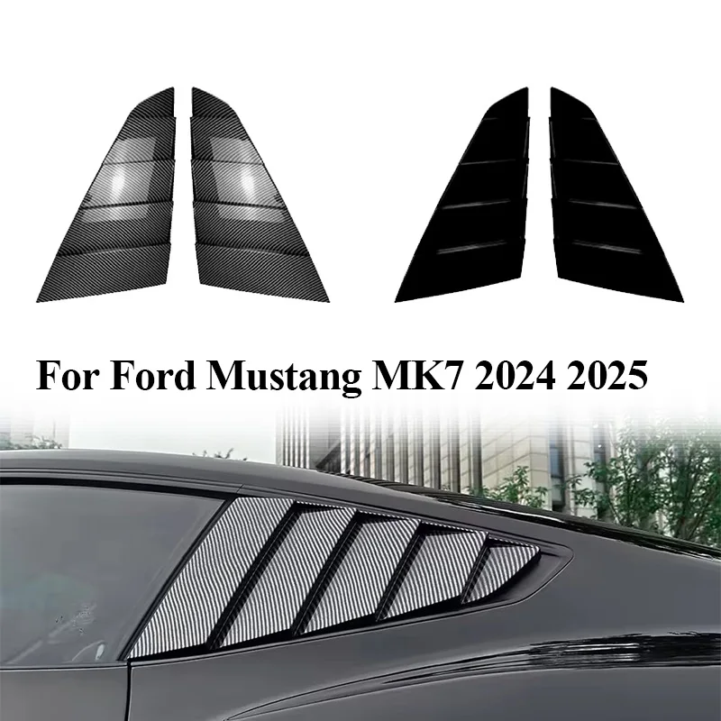 1 PairABS Rear Louver Window Side Shutter Cover For Ford Mustang MK7 2024‑2025 Style Rear Vent Scoop Trim Body Kit Accessories