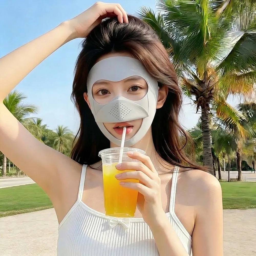

Nylon Sun-protection Mask Elegant Soft UV-resistant Breathable Veil Lightweight Design Cool-feeling Fabric