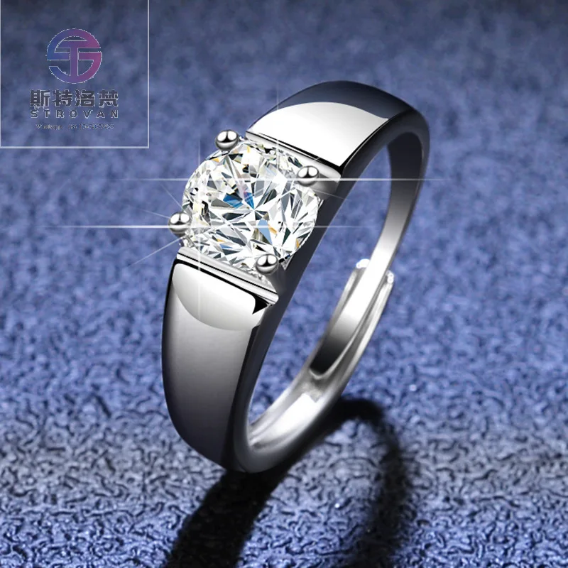 

Fashion Classic Engagement Ring S925 Sterling Silver Adjustable Ring 1ct Moissanite Ring for Wedding Jewelry