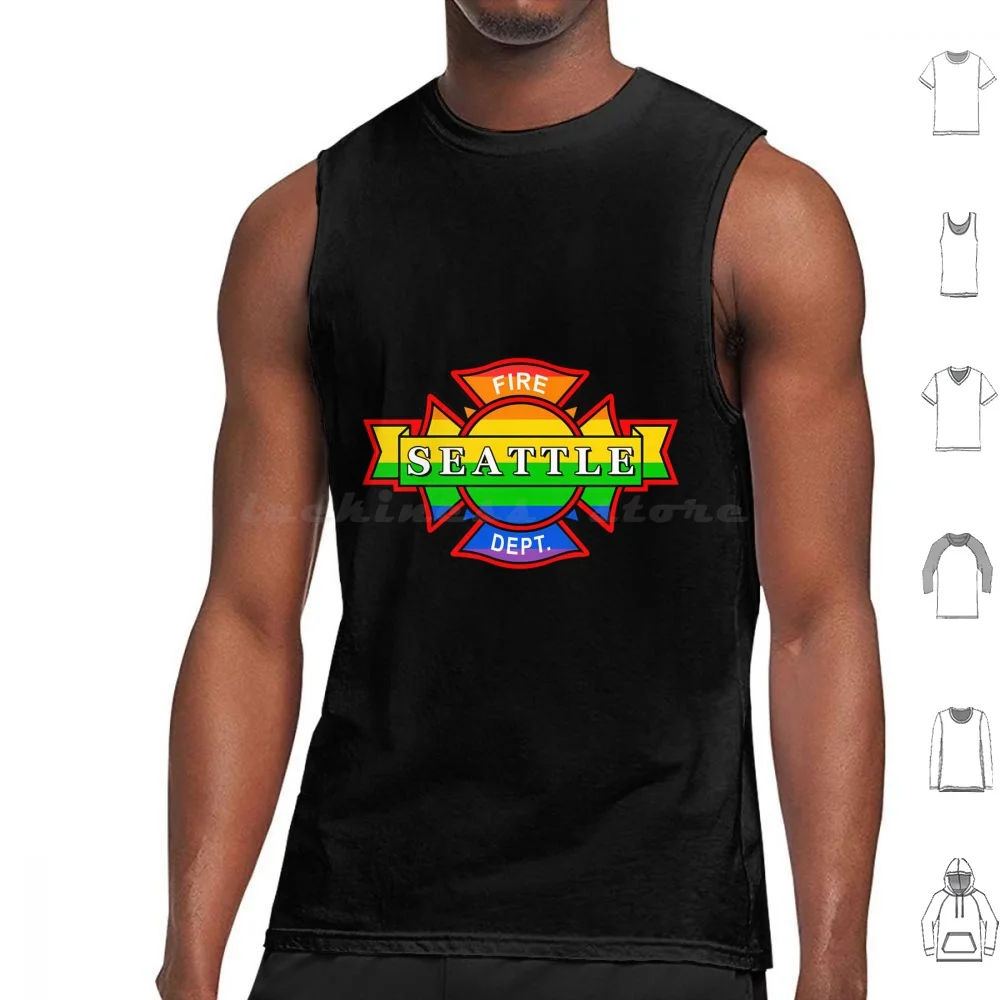 Seattle Fire Rainbow Camisetas sin mangas Estampado Estación de algodón 19 Maya Bishop Seattle Carina Deluca Travis Montgomery Fire Marina