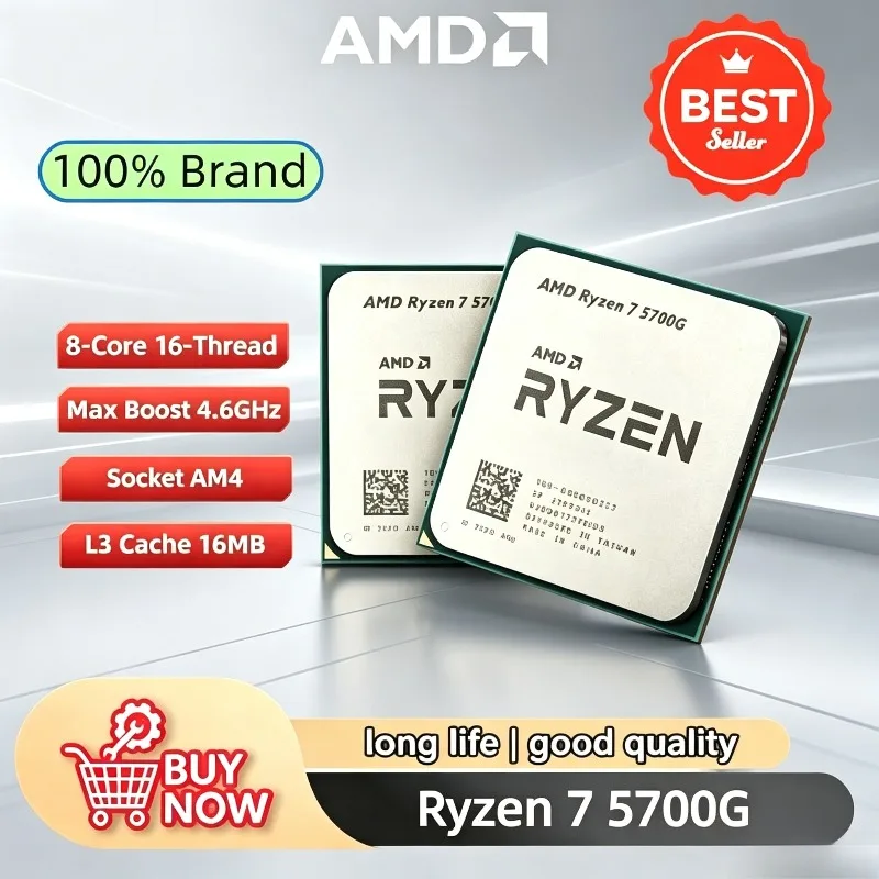 CPU AMD R7 5700G 100% Original, AMD Ryzen 7 5700G Nuevo, 8 Núcleos, 4.6GHz, 16 Hilos, 16MB de Caché L3, Socket AM4