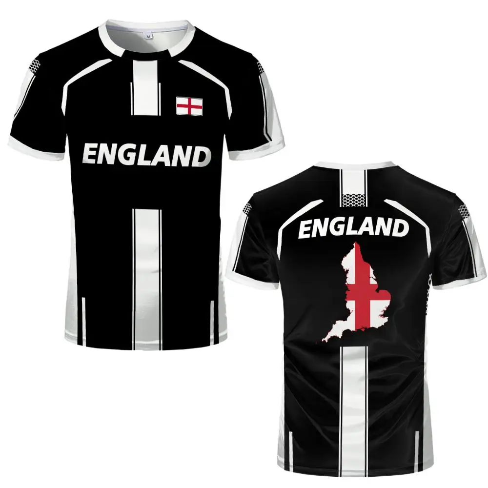 England Flag Map Graphic T-Shirts Men's And Women's 2026 New Summer Casual Jersey Tees Fashion Breathable Training Uniform