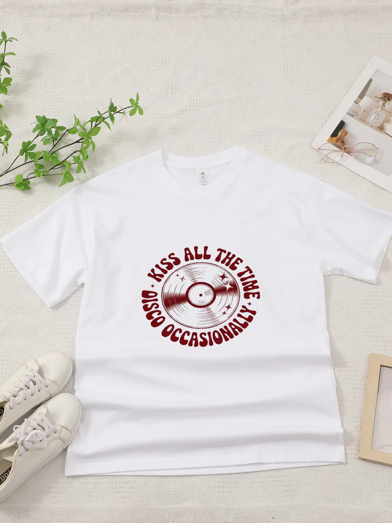 2026 Pure Cotton Kiss All The Time Disco Occasionally Comfortable Breathable High Quality Album Merch Tour Gift Women's T-shirt