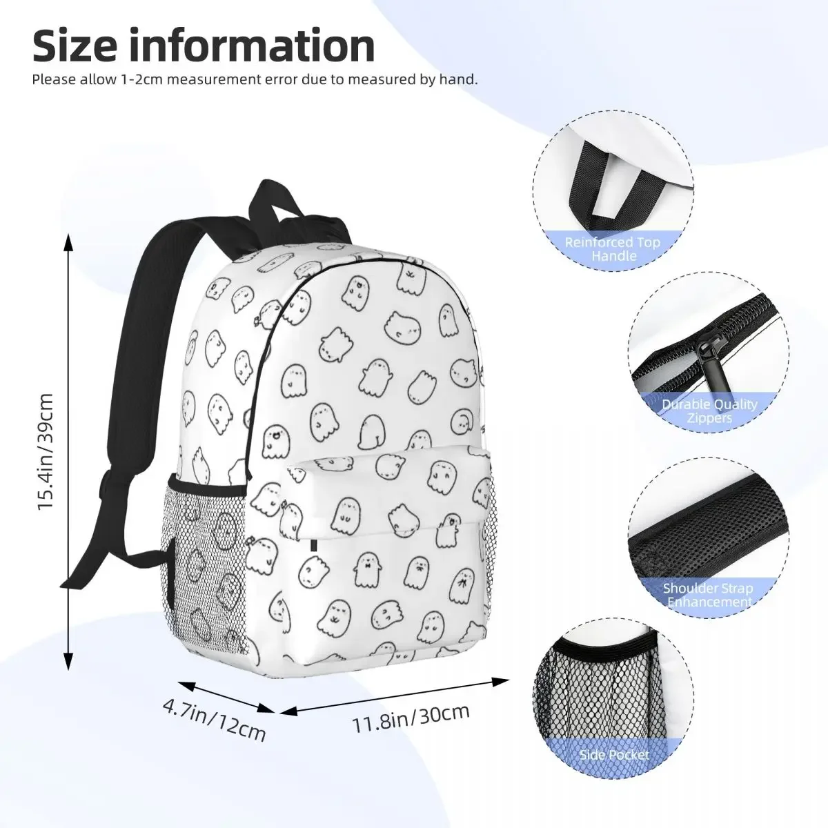 Gruselige Mccute Doodle Rucksäcke Teenager Bücher tasche Mode Kinder Schult aschen Reise Rucksack Umhängetasche große Kapazität