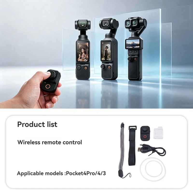 DT98 Wireless Remote Shutter Controller for DJI for Osmo Pocket 4P/4/3 Photography Accessory with Active Tracking Ergonomic