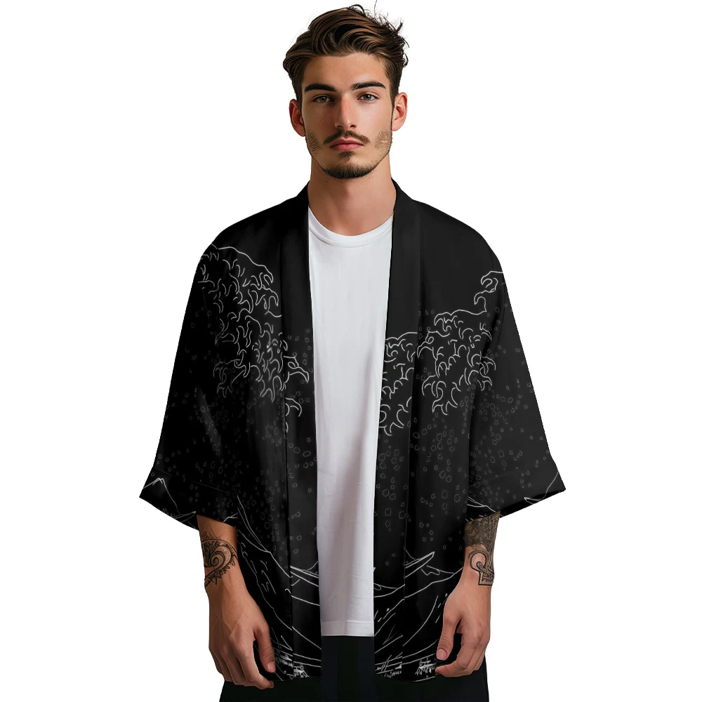 Summer Kimono Cosplay Hawaiian Shirt Men Women Fashion Cardigan Retro Kimono Yukata Japanese Clothes Beach Bathrobes Haori