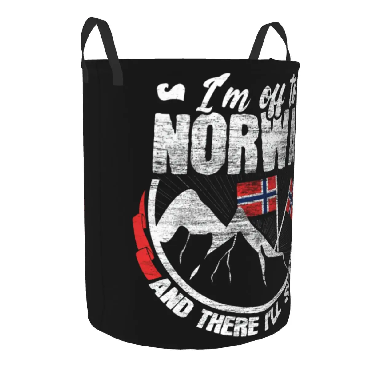 Norway Flag Laundry Basket Foldable Fjord Mountain Clothes Hamper for Baby Kids Toys Storage Bag