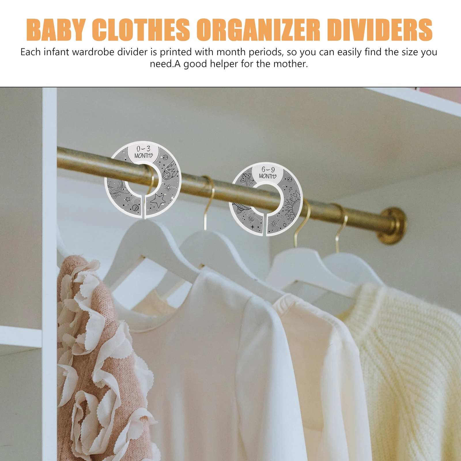 

8 Pcs Baby Clothes Divider Plastic Closet Wardrobe Organizer Dividers for New Born Infants with Month Periods Labels