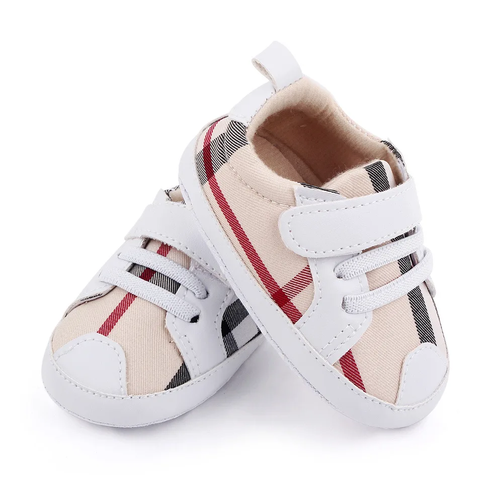 Spring and Autumn Baby Fashion Plaid Color Matching Soft Soles Comfortable Walking Shoes for Boys and Girls