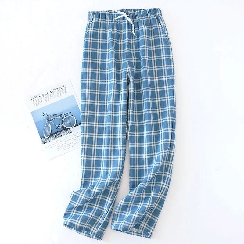 Stylish Plaid Pattern Men's Casual Long Pants Comfortable Pajama Sleep Bottom Loungewear Soft Sleepwear Trousers For Summer Pjs