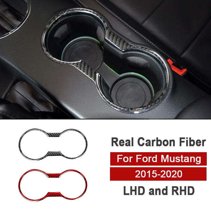 

For Ford Mustang GT 2015-2020 Carbon Fiber Car Water Cup Holder Frame Decoration Trim Sticker Auto Interior Accessories Decals