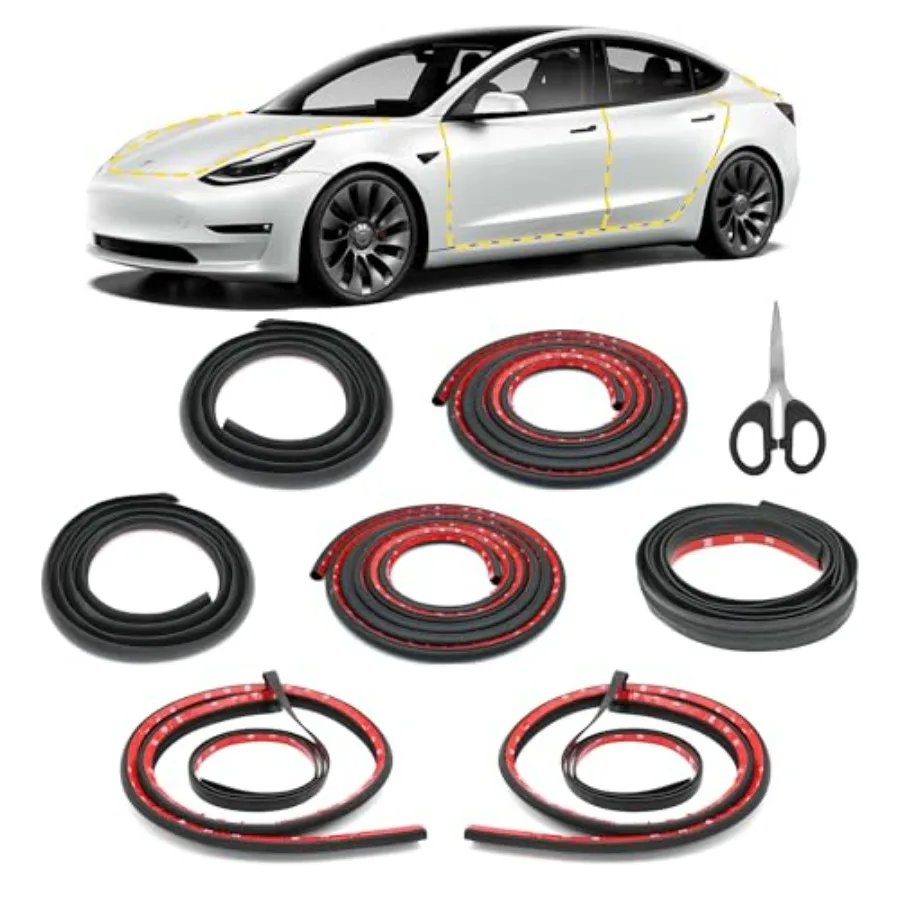

Car Weather Stripping for Tesla Model 3 Soundproof Seal for Wind Noise Reduction Door Trunk A B Pillar Rubber Seals Designed fo