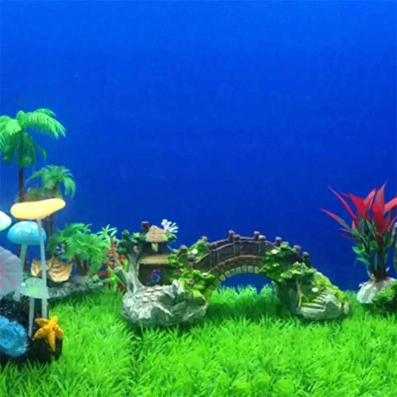 Fish Tank Landscape Decoration Bridge Artificial Bridge Resin Equipment Accessories Ornament Cave Aquatic Pet Fish