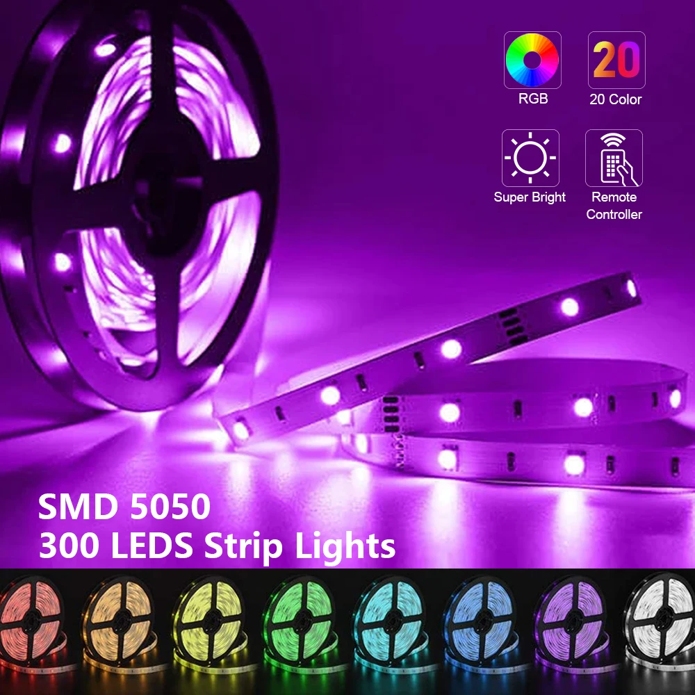 DC12V 1M 5M SMD 5050 RGB white Waterproof 300 LED Flexible  Tape Strip Light