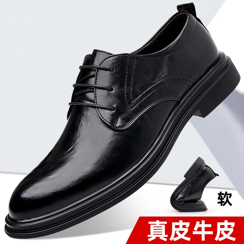 

British Style Groom Wedding Shoes for Men Oxford Lace Up New Men's Dress Shoes Comfortable Business Formal Leather Office Shoes